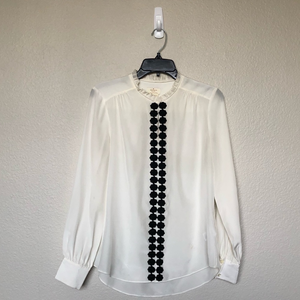 Kate Spade Silk Floral appliqué Blouse
